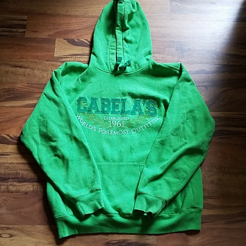Green Cabelas hooded sweatshirt